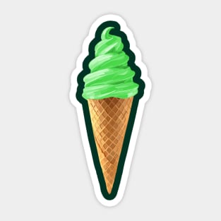 Green Mint Soft Serve Ice Cream Cone Sticker